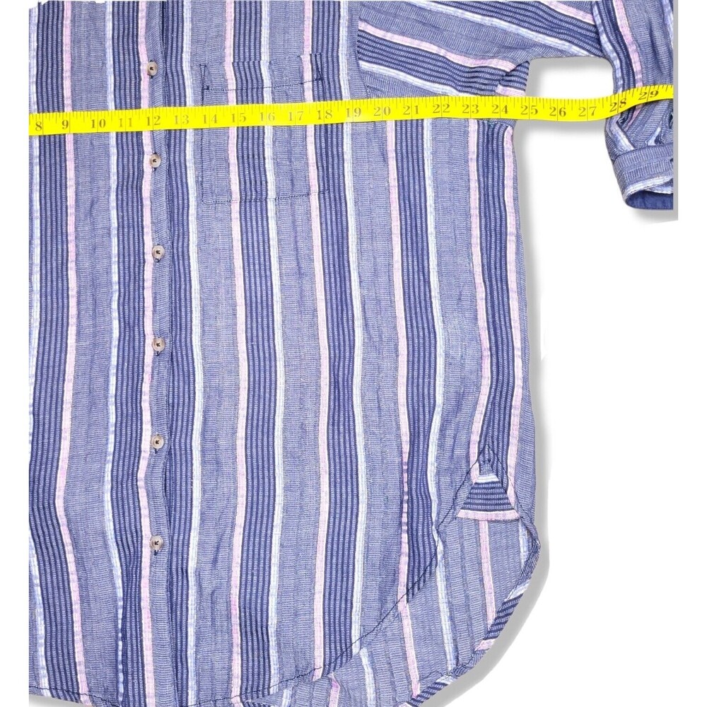 Pilcro The Bo Boyfriend Embroidered Oversized Small Button down Shirt Blue Stipe - Picture 5 of 9